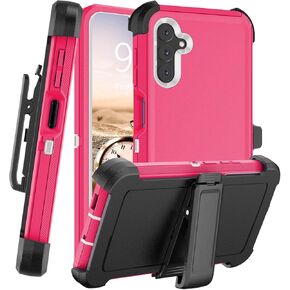for Galaxy A13 Case with Belt-Clip Holster, Rugged Shockproof Military Protective Phone Cover Armor Heavy Duty for Samsung Galaxy A13 (Purple Red/Light Pink)