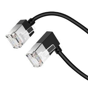 Flexible Ethernet Cable 90° Right Angled 5Feet. Ultra Thin and Slim Rj45 LAN Cord Gigabit Applicable to Mac.PC. Router.Printer. (Black)
