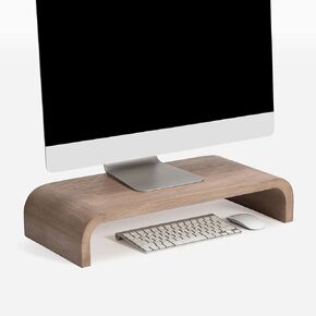 Anji Mountain Wood Monitor Stand Riser Desk Desktop Organizer Table for Home, Office Workspace, Laptop Riser, Ergonomic Design Stand for Gaming Setup, with Power Source, Walnut