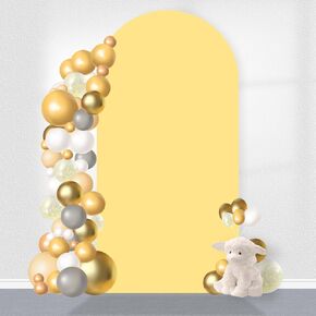 Arch Backdrop Cover, 6FT Wedding Arch Cover Spandex Fitted Arch Covers Stretchy Cardboard Chiara Wall Backdrop Stand Fabric- Yellow Arch Backdrop Panel for Birthday Party Baby Shower Banquet Decor