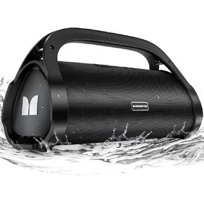 Monster Adventurer Max Portable Bluetooth Speaker, IPX7 Waterproof Wireless Speaker with Double Subwoofer Rich Bass, 100W Stereo Loud Sound Speaker with 24H Playtime for Outdoor Party Pool Beach, Gold