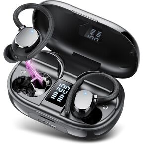 Ear buds Wireless Bluetooth Earbuds Sport 2024 NEW Bluetooth 5.3 Headphones with LED Display 128H Playtime Powerful Bass Over Ear Earphones with Earhooks IP7 Waterproof for Gym/Running/Workout