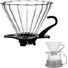 Pour Over Coffee Maker V60 Size 02，1-4 Cups，Reusable Cone Glass Coffee Dripper With Handle, Slow Brewing Coffee Pour Over for Cafe, Travel, Home&Offices