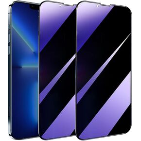 [عبوتان متوافقتان مع iPhone 13 Pro Max وiPhone 14 Plus واقي شاشة للخصوصية مضاد للضوء الأزرق مقاس 6.7 بوصة، مقاوم للخدش، طبقة زجاجية مقاومة للكسر، تغطية كاملة بحافة مستديرة