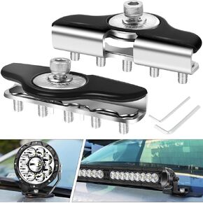 LED Light Bar Mounting Brackets OFFROADTOWN 2PCS Universal Hood Mount LED Pod Work Light Brackets Holder No Drilling Installed Adjustable Ditch Light Bracket Clamp for Off Road Truck Jeep SUV Car