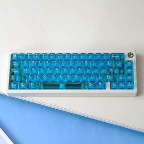 مجموعة أغطية مفاتيح شفافة كريستالية زرقاء، 114 مفتاحًا أغطية مفاتيح شفافة لملف الكرز للوحة مفاتيح الألعاب الميكانيكية Cherry MX ذات الإضاءة الخلفية اللاسلكية Gateron Mx in Kuwait