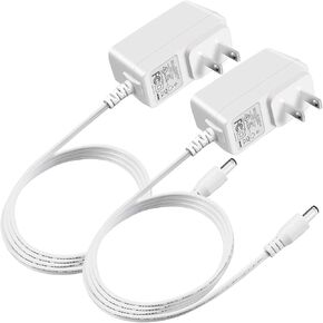 UL Listed 12V 1A AC Adapter for LED Strip Lights, Keyboard, CCTV Camera, DVR, NVR and Router Charger, Max 12W 1000mA 800mA, 500mA, 400mA Switching Power Supply Cord, 2-Pack White