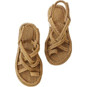 Derimi'O Strappy Sandals - Elegant Braided Sandals for Women - Stylish Strap Sandals for Women - Comfortable and Durable Rope Sandals for Women - Perfect for Casual and Dressy Occasions