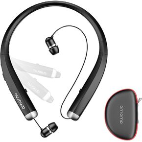 AMORNO Bluetooth Headphones, Foldable Wireless Neckband Headset with Retractable Earbuds, Sports Sweatproof Noise Cancelling Stereo Earphones with Mic in Saudi Arabia