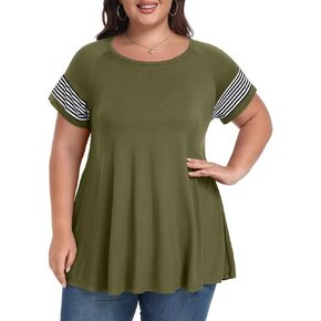 LARACE Women's Plus Size Tops Tunic Summer Short Sleeve Casual Crew Neck T Shirt Blouse