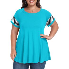 بلوزة نسائية من LARACE مقاس كبير تونيك صيفي بأكمام قصيرة كاجوال ورقبة دائرية in Kuwait