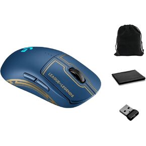 Logitech G Pro Wireless Gaming Mouse - Bundle W/Pouch, League of Legends Edition - Hero 25K Sensor, Lightspeed, Programmable Buttons, Lightsync RGB, Designed for League of Legends Players, W/Cloth