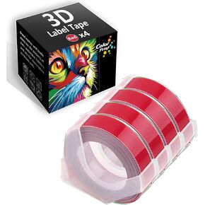 شريط ملصقات متوافق، عبوة من 4 لفات (أحمر) لمنظم Dymo Xpress Pro 12965، 12966، صانع ملصقات النقش المنزلي الصغير مقاس 3/8 بوصة × 9.8 بوصة in Kuwait