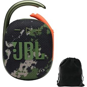 JBL Clip 4 Portable Bluetooth Speaker Bundle with Deluxe CCI Protective Carrying Pouch (Squad)