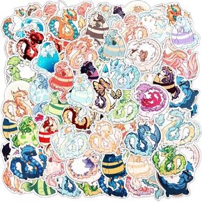 200 Pcs Dragon Stickers Waterproof Cartoon Dragon Stickers Dragon Decals for Water Bottles Vinyl Cute Dragon Stickers Gifts for Phone Skateboard Laptop Luggage Guitar