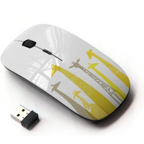 [ Optical 2.4G Wireless Mouse ] Giraffe Artistic Yellow Minimalist Grey