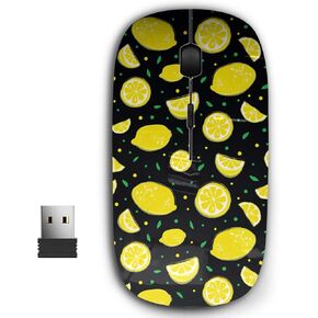 2.4G Ergonomic Portable USB Wireless Mouse for PC, Laptop, Computer, Notebook with Nano Receiver (Lemonade Yellow Lemons)