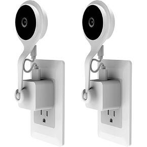 Marsrut USB Charger 360 Adjustable Ball Joint Wall AC Outlet Mount Holder for Nest Cam Indoor Camera Portable, Plug Type: Black (2PCS)