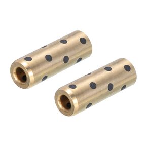MECCANIXITY Sleeve Bearings 6mm/0.24" Bore,8mm/0.31" OD,10mm/0.39" Height,Wrapped Oilless Bushings Brass Graphite,JDB Oilless Graphite Lubricating Brass Bearing Bushing Sleeve Pack of 2