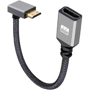 RIIPOO Mini HDMI to HDMI Adapter Cable -Mini HDMI Male to HDMI Female Cord with 4K 60Hz HDR, 3D Support for Raspberry Pi, DSLR Cameras, Laptops | Ideal for Monitors, HDTVs, Projectors (Straight)