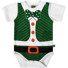 Traditional Craft Ltd. Full Leprechaun Vest Print Irish Baby Onesie