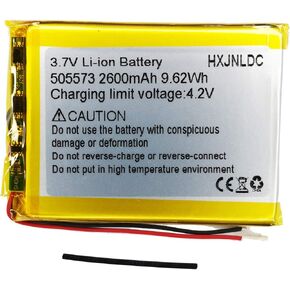 DC 3.7V 2600mah 505573 li-ion Lithium Ion Polymer Battery Replacement for DIY 3.7-5V Electronic Product, Mobile Energy Storage Power Supply