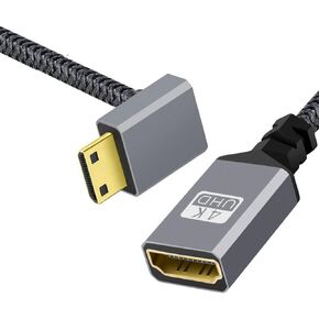 NFHK 4K Type-C Mini HDMI 1.4 ذكر 90 درجة بزاوية إلى HDMI أنثى تمديد كابل لكاميرا DV MP4 تيار مستمر للكمبيوتر المحمول