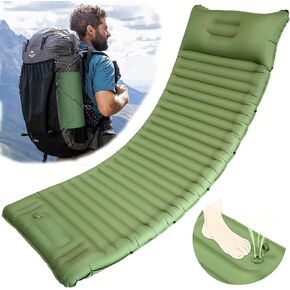 Sleeping Pad for Camping 3.9in Thick, Foldable Camping Air Mattress Pad Built-in Pump, Camping Sleeping Mat with Pillow, Self Inflating Sleeping Pad Backpacking, Holds 440lbs, 40D+60D Nylon,Repair Kit