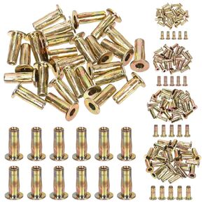 34Pcs 4 Sizes Multi-Grip Rivet Nut Assortment Kit, M4 M5 M6 M8 Zinc-Plated Flat Head Shank Threaded Insert Nut for Industrial Construction Fasteners
