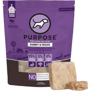 PURPOSE Freeze Dried Raw Dog Food, Rabbit & Veggie Patties Entree, 14 oz - Better Protein, Natural Ingredients, Proudly American Crafted