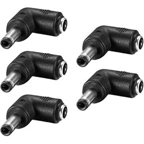 uxcell 5Pcs DC Power Connector Adapter 90 Degree Angle 5.5mm x 2.5mm Male Plug to 5.5mm x 2.1mm Female Jack Coupler Converter for Laptop CCTV Camera strip lighting