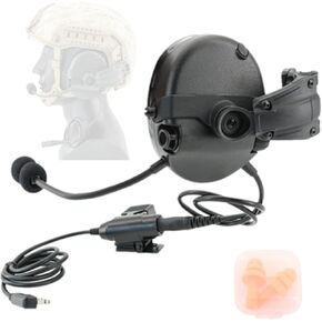 HEARFALCOM Tactical Helmet ARC Rail Mount Version Single Side Headset with KEN U94 PTT Adapter, Compatible with Baofeng Walkie Talkies (FG)