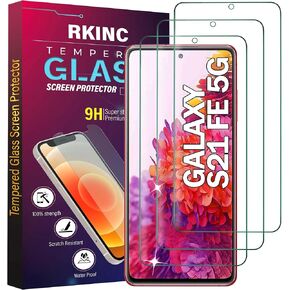 RKINC Screen Protector [3-Pack] for Samsung Galaxy S21 FE 5G, Tempered Glass Film Screen Protector, 0.33mm [LifetimeWarranty][Bubble-Free][Anti-Scratch][Anti-Shatter]