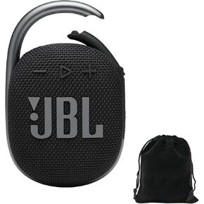 JBL Clip 4 Portable Bluetooth Speaker Bundle with Deluxe CCI Protective Carrying Pouch (Black)