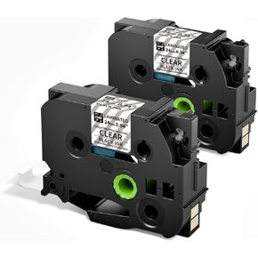 Compatible 24mm Label Tape Compatible with Brother P Touch Tze TZ Tape 24mm 0.94 Laminated Clear TZe-151 TZe151 1 Inch for Ptouch PTD600 PT-P710BT PT-P750W Label Maker, 2 Pack Black on Clear