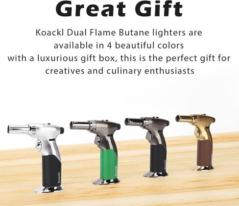 Refillable Butane Torch with Fuel Gauge & Safety Lock - Adjustable Flame - Perfect for Welding, Resin Art, & More - One-handed Operation (Butane Gas Not Included) in Kuwait