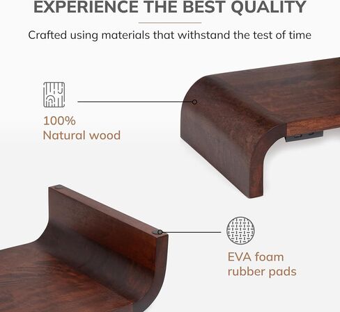 Anji Mountain Wood Monitor Stand Riser Desk Desktop Organizer Table for Home, Office Workspace, Laptop Riser, Ergonomic Design Stand for Gaming Setup, with Power Source, Walnut in Kuwait