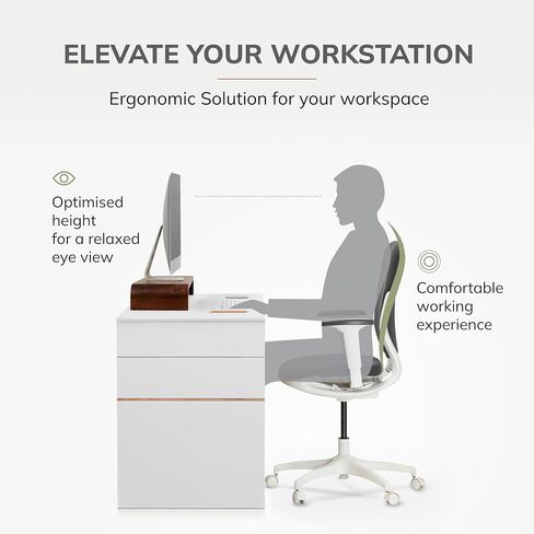 Anji Mountain Wood Monitor Stand Riser Desk Desktop Organizer Table for Home, Office Workspace, Laptop Riser, Ergonomic Design Stand for Gaming Setup, with Power Source, Walnut in Kuwait