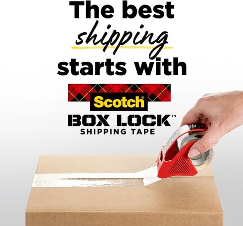 Scotch Box Lock Packing Tape, Clear, Extreme Grip Box Packaging Tape for Shipping and Mailing, 1.88 in x 1000 in, 1 roll, Dispenser Included in Saudi Arabia