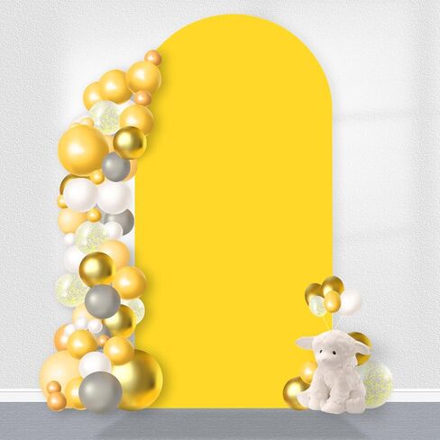 Arch Backdrop Cover, 6FT Wedding Arch Cover Spandex Fitted Arch Covers Stretchy Cardboard Chiara Wall Backdrop Stand Fabric- Yellow Arch Backdrop Panel for Birthday Party Baby Shower Banquet Decor in Saudi Arabia