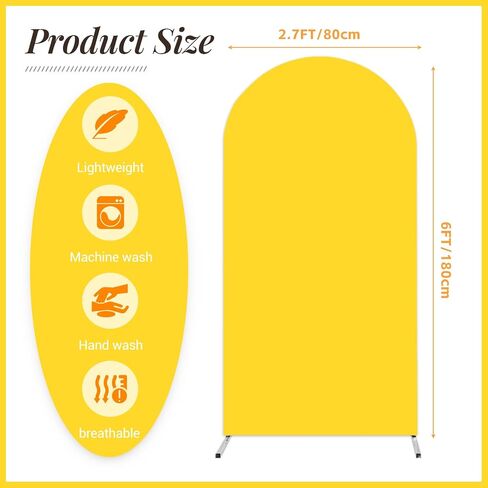 Arch Backdrop Cover, 6FT Wedding Arch Cover Spandex Fitted Arch Covers Stretchy Cardboard Chiara Wall Backdrop Stand Fabric- Yellow Arch Backdrop Panel for Birthday Party Baby Shower Banquet Decor in Saudi Arabia