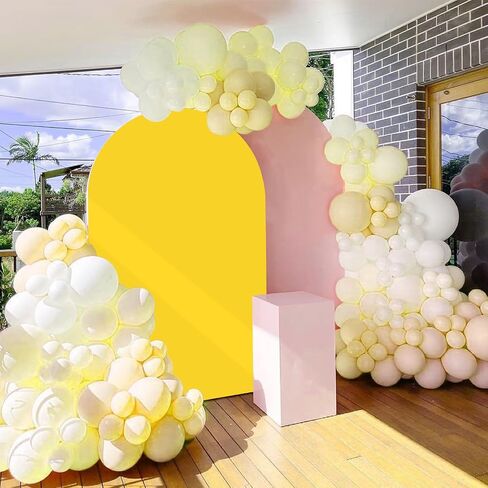 Arch Backdrop Cover, 6FT Wedding Arch Cover Spandex Fitted Arch Covers Stretchy Cardboard Chiara Wall Backdrop Stand Fabric- Yellow Arch Backdrop Panel for Birthday Party Baby Shower Banquet Decor in Saudi Arabia
