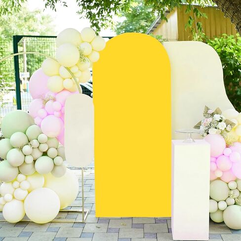 Arch Backdrop Cover, 6FT Wedding Arch Cover Spandex Fitted Arch Covers Stretchy Cardboard Chiara Wall Backdrop Stand Fabric- Yellow Arch Backdrop Panel for Birthday Party Baby Shower Banquet Decor in Saudi Arabia