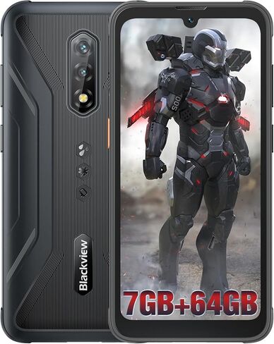 هاتف بلاك فيو BV5200Pro متين، 7 جيجابايت + 64 جيجابايت SD 1 تيرابايت، هاتف ذكي متين، 5180 مللي أمبير في الساعة ثماني النواة، هاتف ذكي مقاوم للماء 6.1 بوصة HD + IP69K، 3 فتحات للبطاقات 4G LTE، وضع معرف الوجه/القفاز، NFC/OTG-أسود in Kuwait