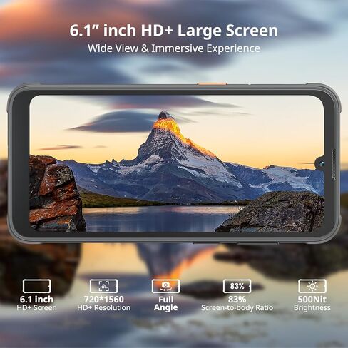 هاتف بلاك فيو BV5200Pro متين، 7 جيجابايت + 64 جيجابايت SD 1 تيرابايت، هاتف ذكي متين، 5180 مللي أمبير في الساعة ثماني النواة، هاتف ذكي مقاوم للماء 6.1 بوصة HD + IP69K، 3 فتحات للبطاقات 4G LTE، وضع معرف الوجه/القفاز، NFC/OTG-أسود in Kuwait