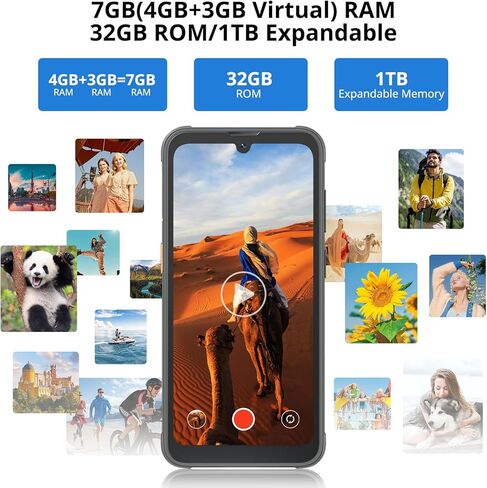 هاتف بلاك فيو BV5200Pro متين، 7 جيجابايت + 64 جيجابايت SD 1 تيرابايت، هاتف ذكي متين، 5180 مللي أمبير في الساعة ثماني النواة، هاتف ذكي مقاوم للماء 6.1 بوصة HD + IP69K، 3 فتحات للبطاقات 4G LTE، وضع معرف الوجه/القفاز، NFC/OTG-أسود in Kuwait