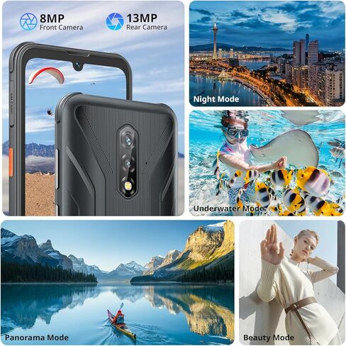 هاتف بلاك فيو BV5200Pro متين، 7 جيجابايت + 64 جيجابايت SD 1 تيرابايت، هاتف ذكي متين، 5180 مللي أمبير في الساعة ثماني النواة، هاتف ذكي مقاوم للماء 6.1 بوصة HD + IP69K، 3 فتحات للبطاقات 4G LTE، وضع معرف الوجه/القفاز، NFC/OTG-أسود in Kuwait