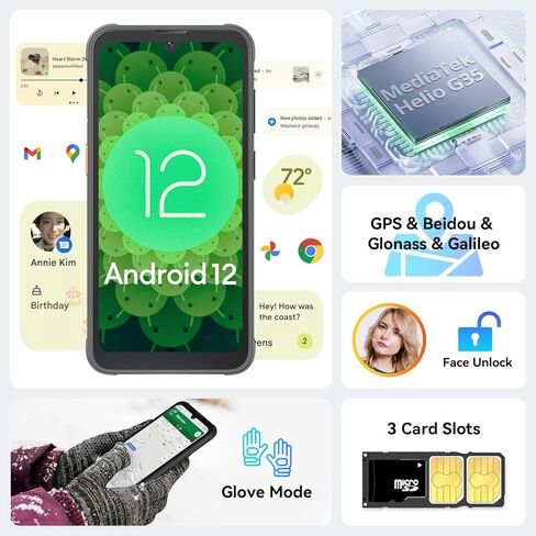 هاتف بلاك فيو BV5200Pro متين، 7 جيجابايت + 64 جيجابايت SD 1 تيرابايت، هاتف ذكي متين، 5180 مللي أمبير في الساعة ثماني النواة، هاتف ذكي مقاوم للماء 6.1 بوصة HD + IP69K، 3 فتحات للبطاقات 4G LTE، وضع معرف الوجه/القفاز، NFC/OTG-أسود in Kuwait