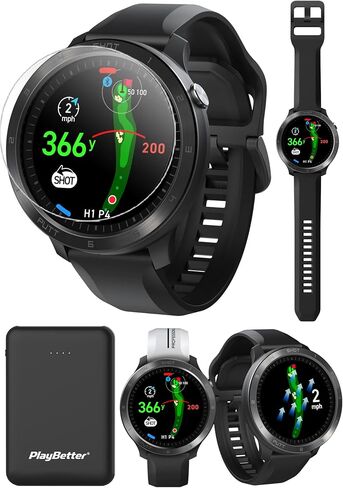 Voice Caddie T11 PRO Golf GPS Watch Bundle - Golf Swing Analyzer with Course Preview, Wind Direction/Speed - Ideal Golf Gifts for Men & Women with PlayBetter HD Screen Protectors & Portable Charger in Saudi Arabia