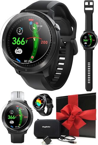 Voice Caddie T11 PRO Golf GPS Watch Bundle - Golf Swing Analyzer with Course Preview, Wind Direction/Speed - Ideal Golf Gifts for Men & Women with PlayBetter HD Screen Protectors & Portable Charger in Saudi Arabia